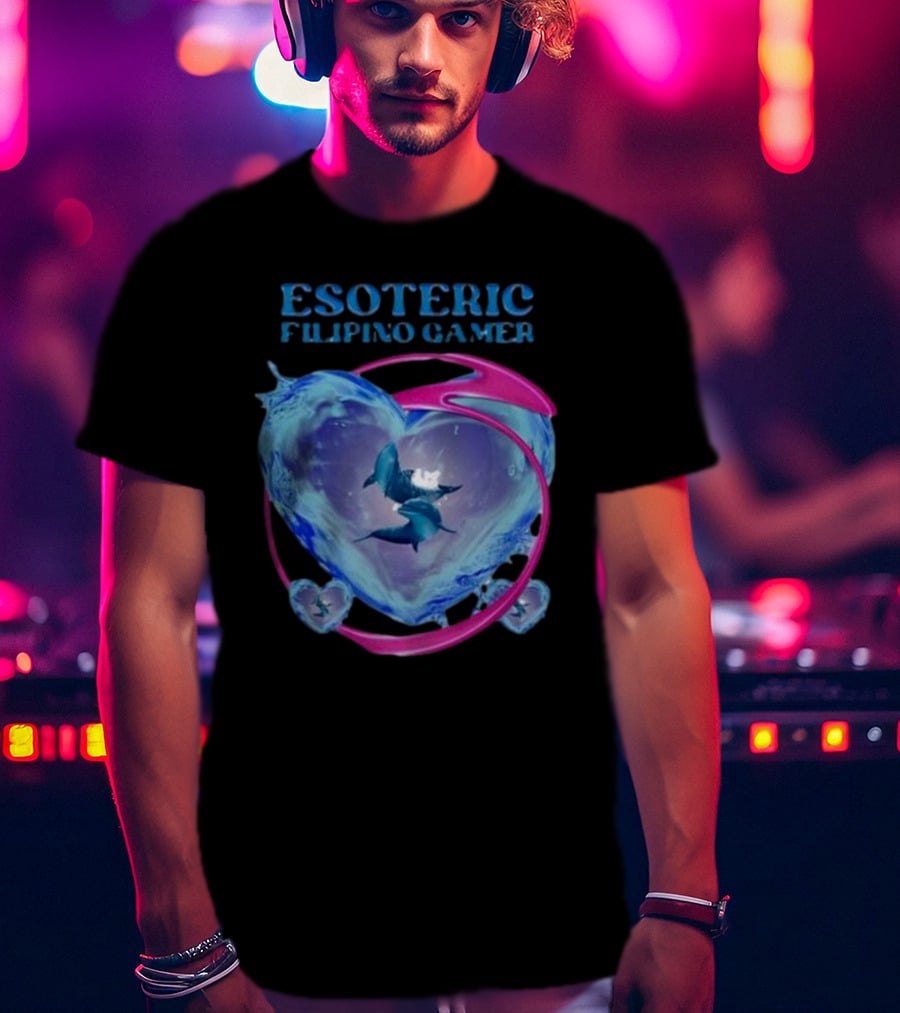ESOTERIC FILIPINO GAMER Heart With Dolphins In Oceanic Sphere T-Shirt