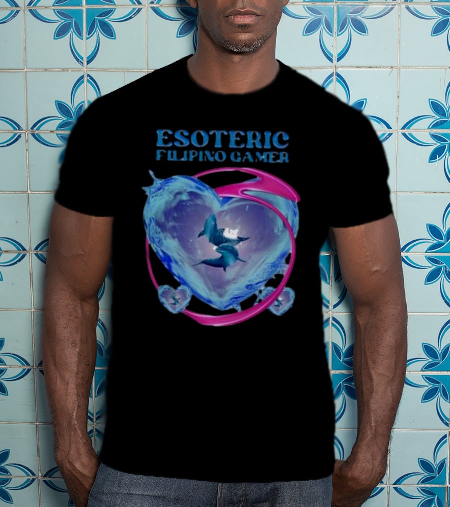 ESOTERIC FILIPINO GAMER Heart With Dolphins In Oceanic Sphere T-Shirt