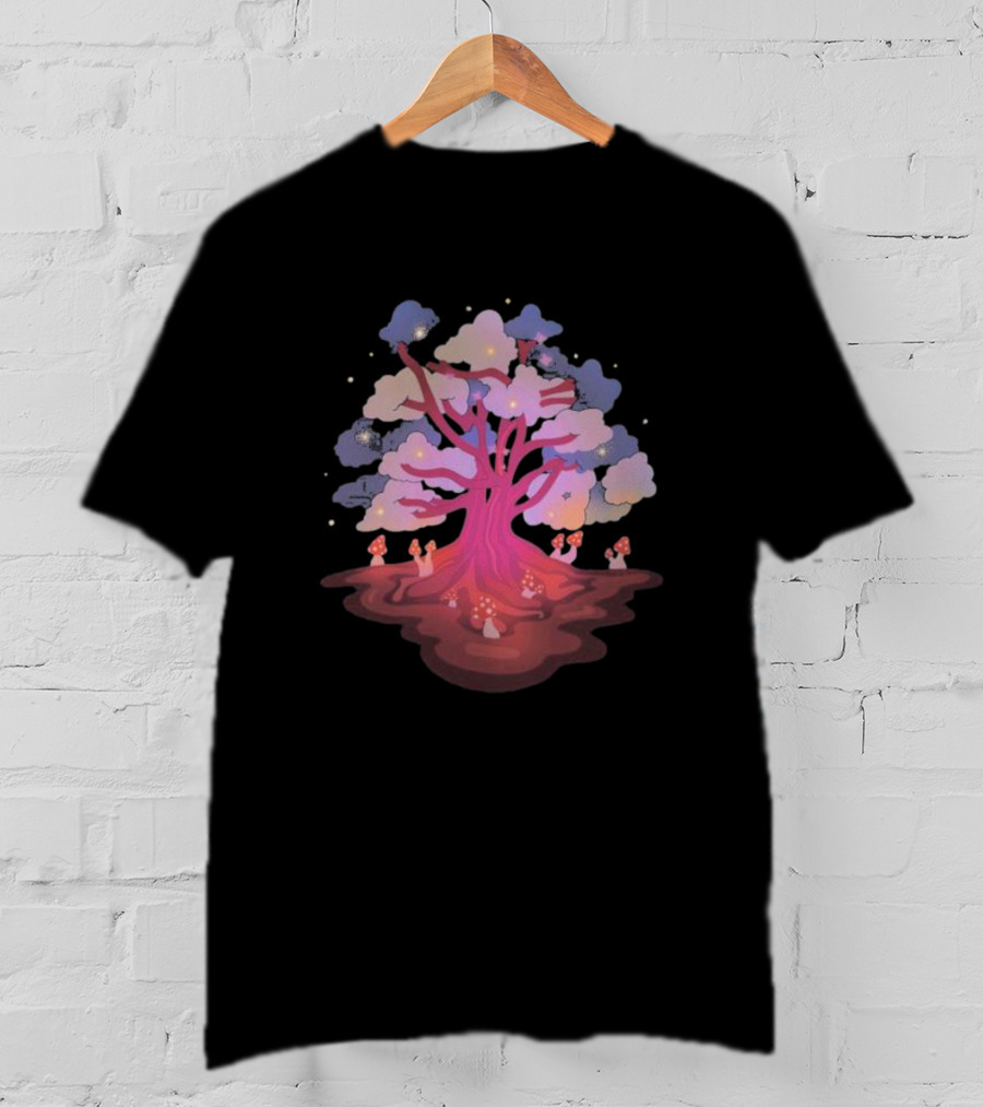 Glow And Grow Enchanted Tree With Mushrooms And Stars T-Shirt
