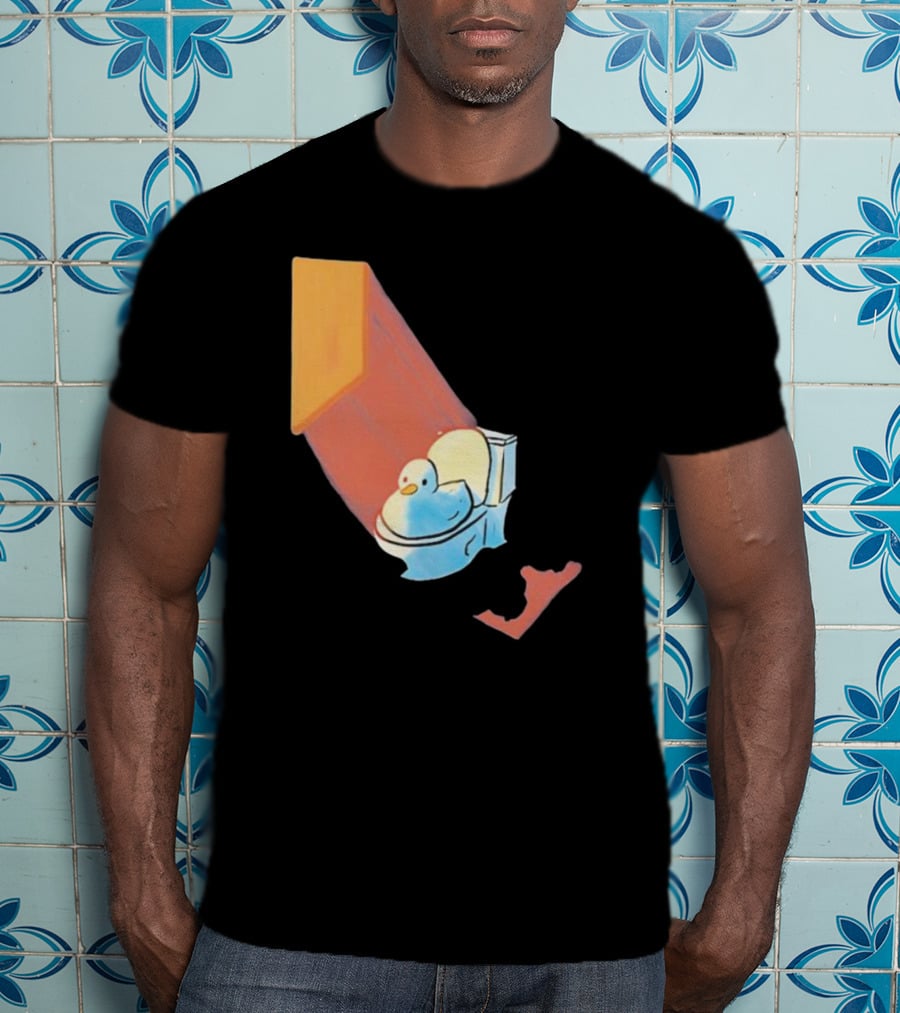 Groovy Space Duck Relaxing In Cosmic Beam On Toilet T-Shirt