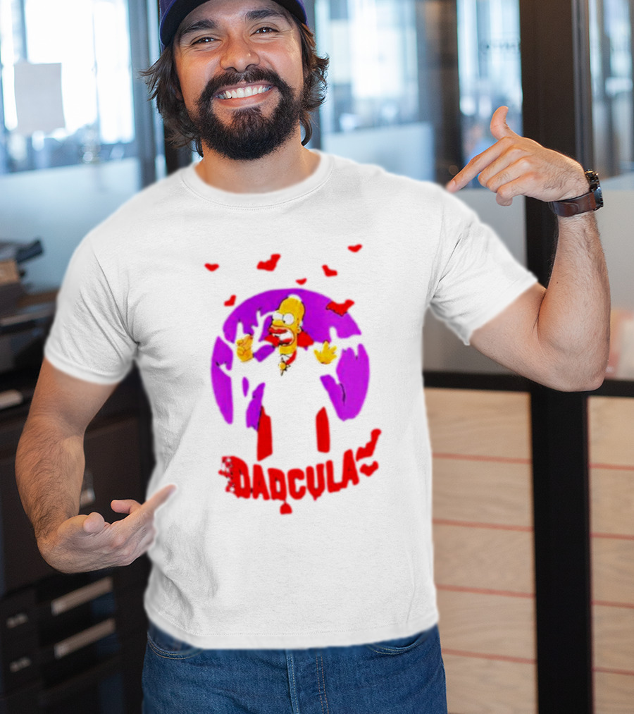 Homer Simpson Dadcula Halloween The Simpsons Bats Purple Moon T-Shirt