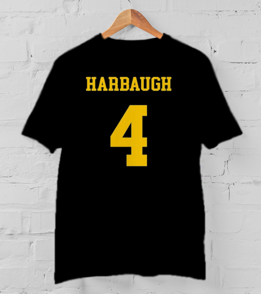 Harbaugh 4 Michigan Football Coach Iconic Jersey Number T-Shirt