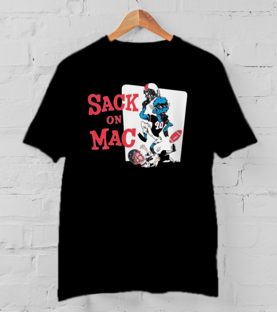 Sack On Mac NFL Football Cartoon Character Action T-Shirt