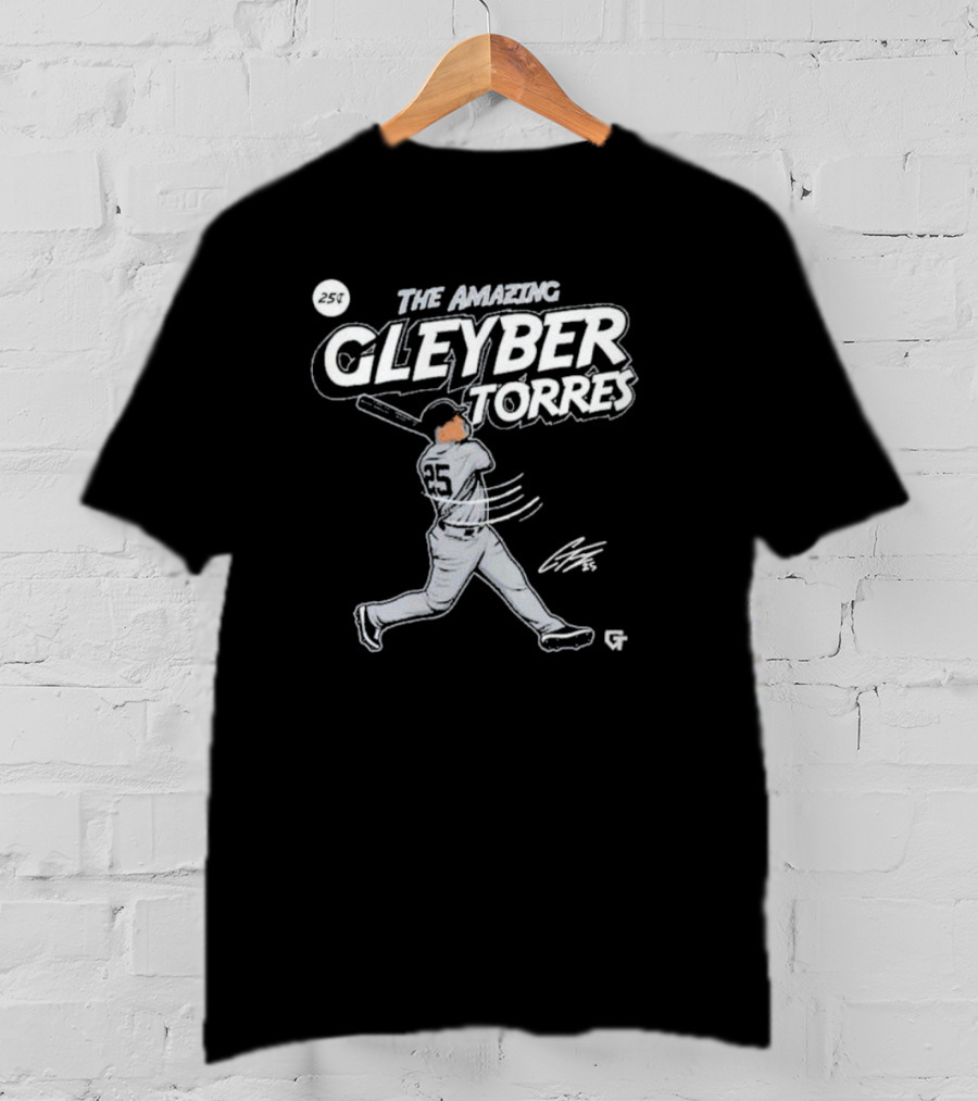 The Amazing Gleyber Torres Comic Book Style With Signature And Baseball Action T-Shirt