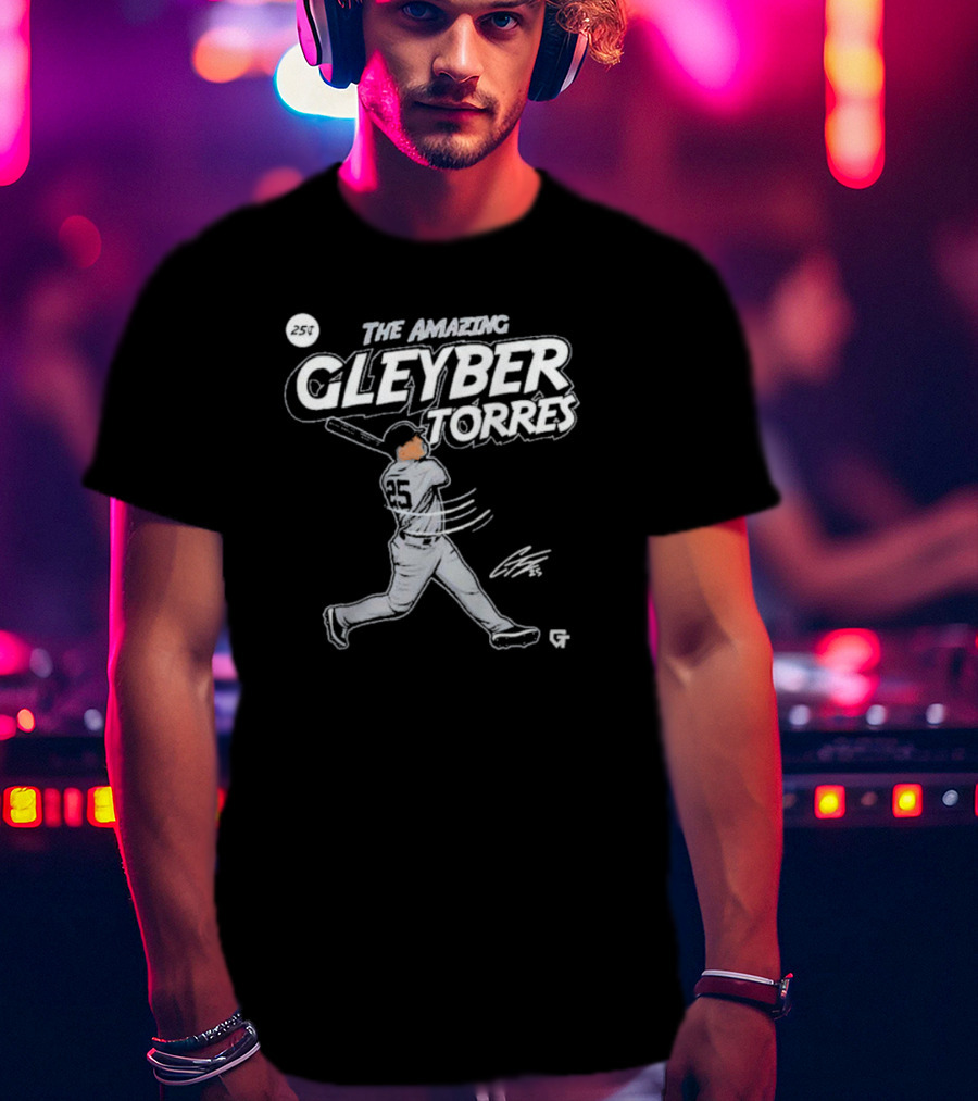 The Amazing Gleyber Torres Comic Book Style With Signature And Baseball Action T-Shirt