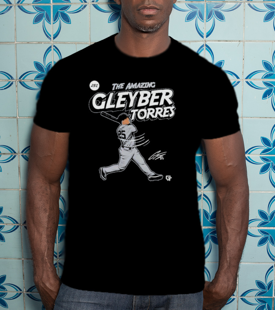 The Amazing Gleyber Torres Comic Book Style With Signature And Baseball Action T-Shirt