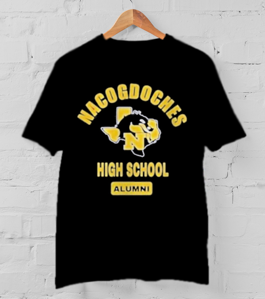 Nacogdoches High School Alumni Texas Outline Yellow T-Shirt