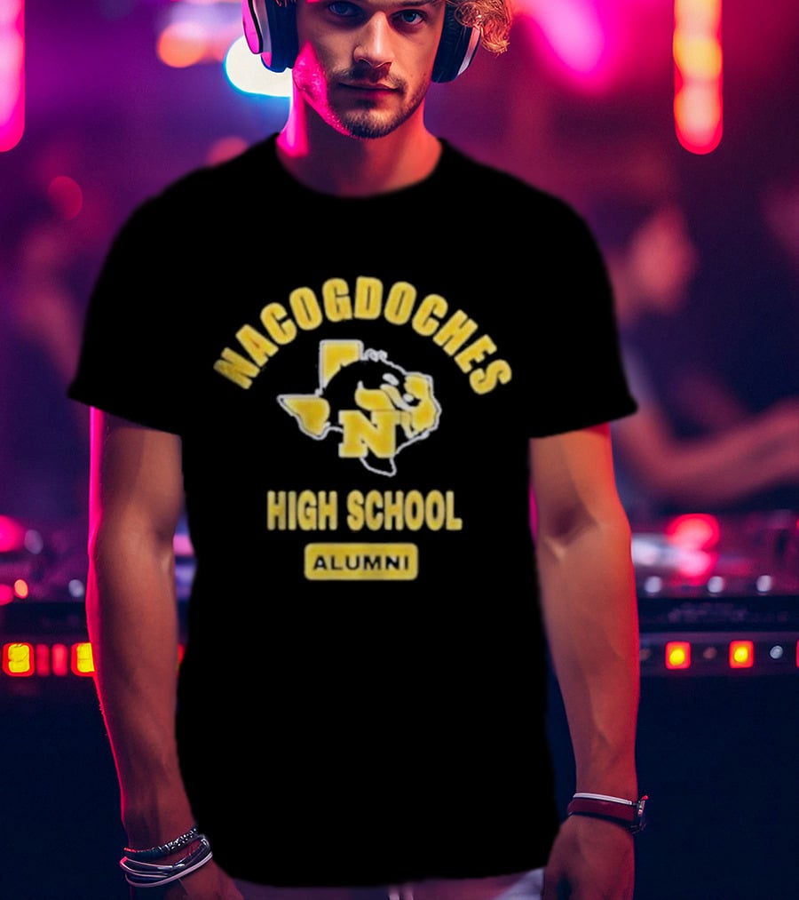 Nacogdoches High School Alumni Texas Outline Yellow T-Shirt
