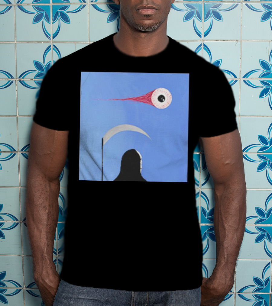 Grim Reaper With Scythe And Eyeball In Blue Sky Doja Cat Merch T-Shirt
