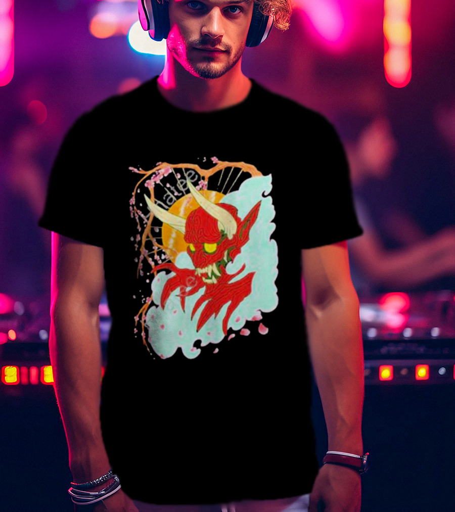 Elvis The Alien Oni Ayylien Clothing Red Demon Mask T-Shirt