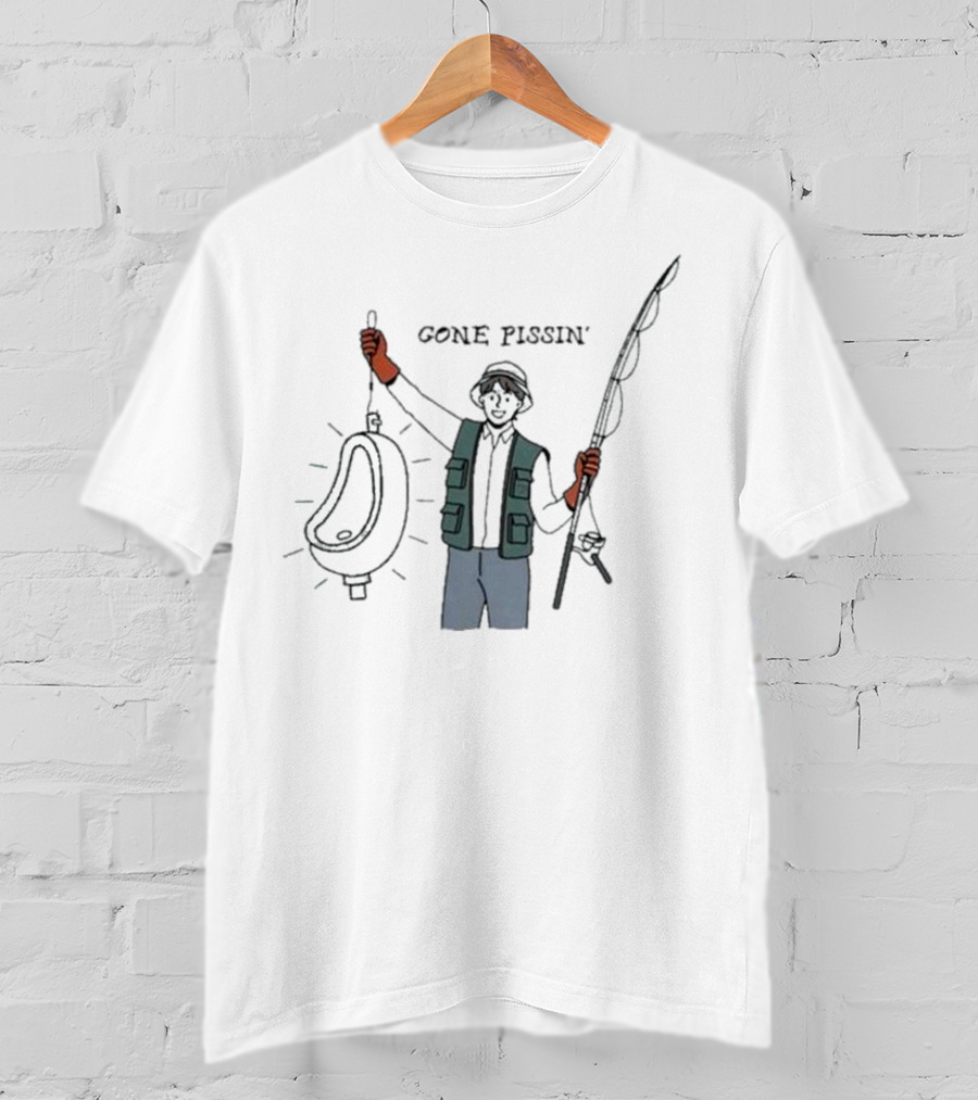 Jomboy Media Gone Pissin' Fishing Vest And Rod T-Shirt