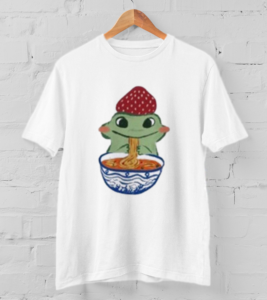 Strawberry Frog Eating Noodles T-Shirt