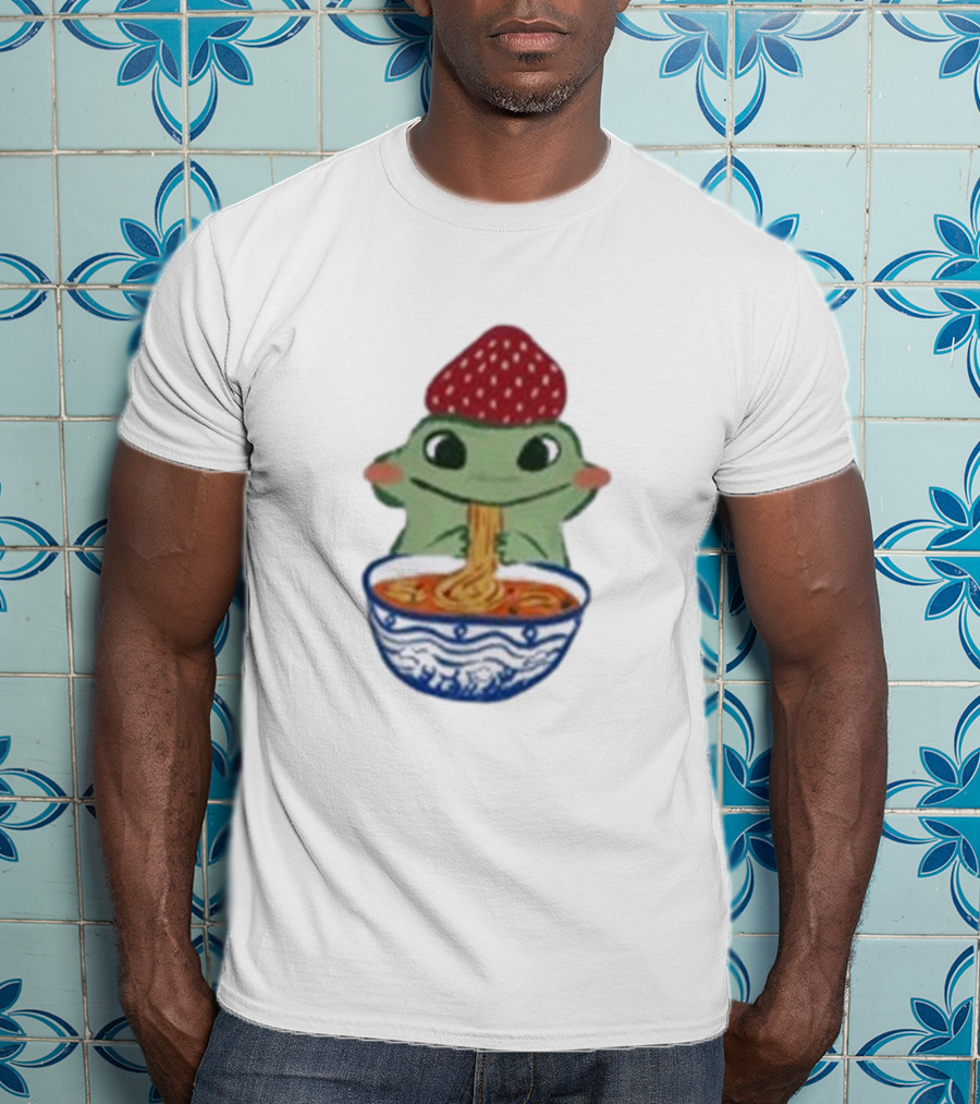 Strawberry Frog Eating Noodles T-Shirt