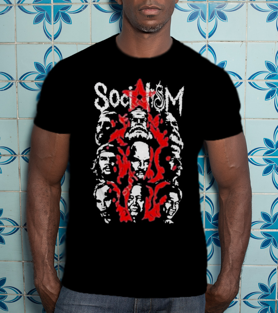 Tdm Socialism Revolutionary Faces And Red Star Motif T-Shirt