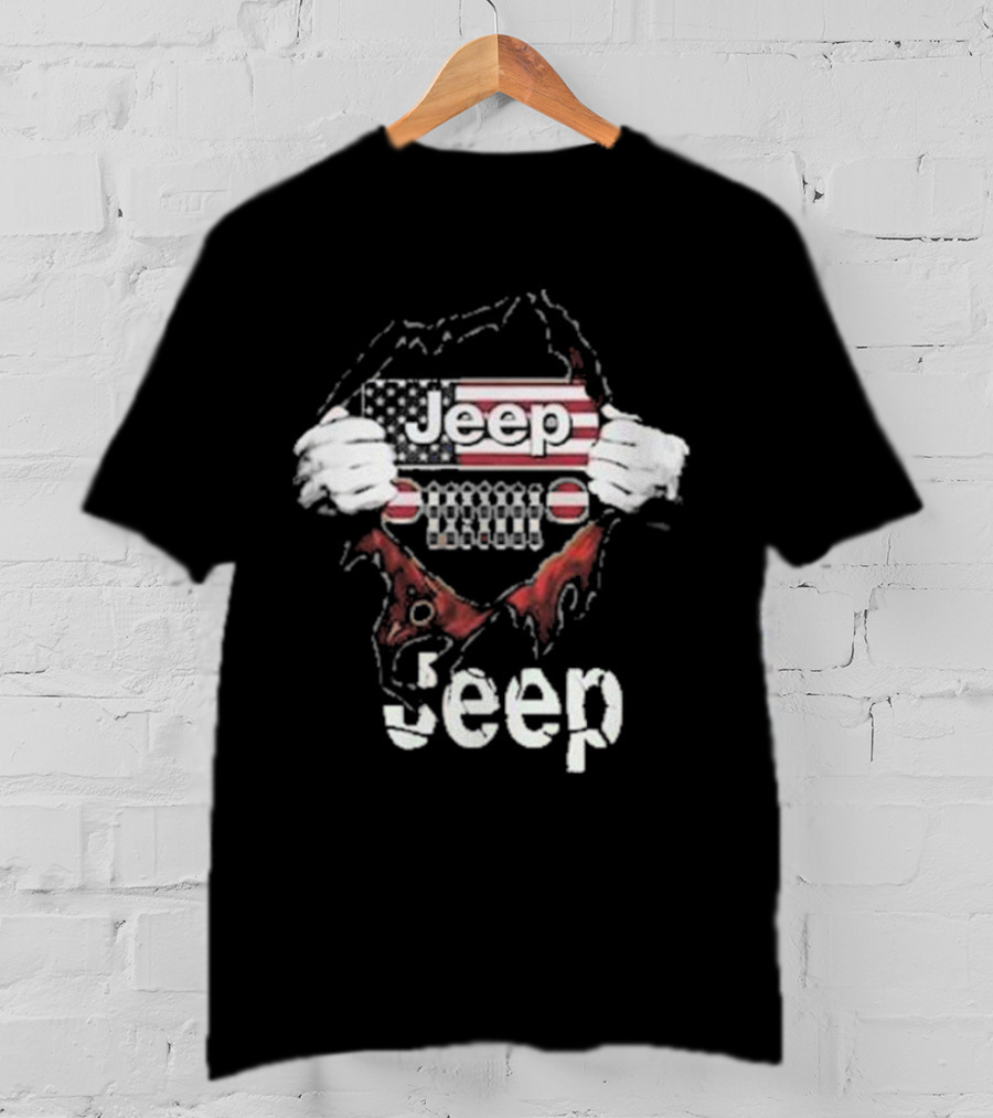 Jeep American Flag Blood Inside Me T-Shirt