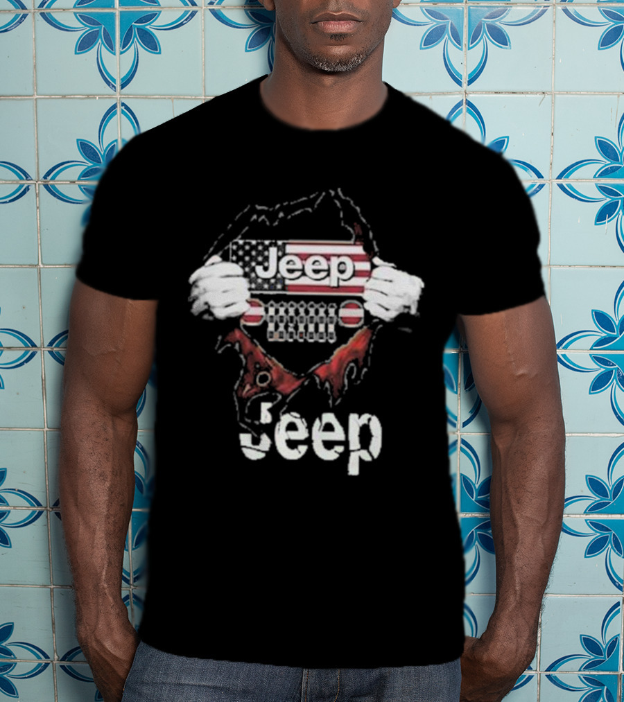 Jeep American Flag Blood Inside Me T-Shirt