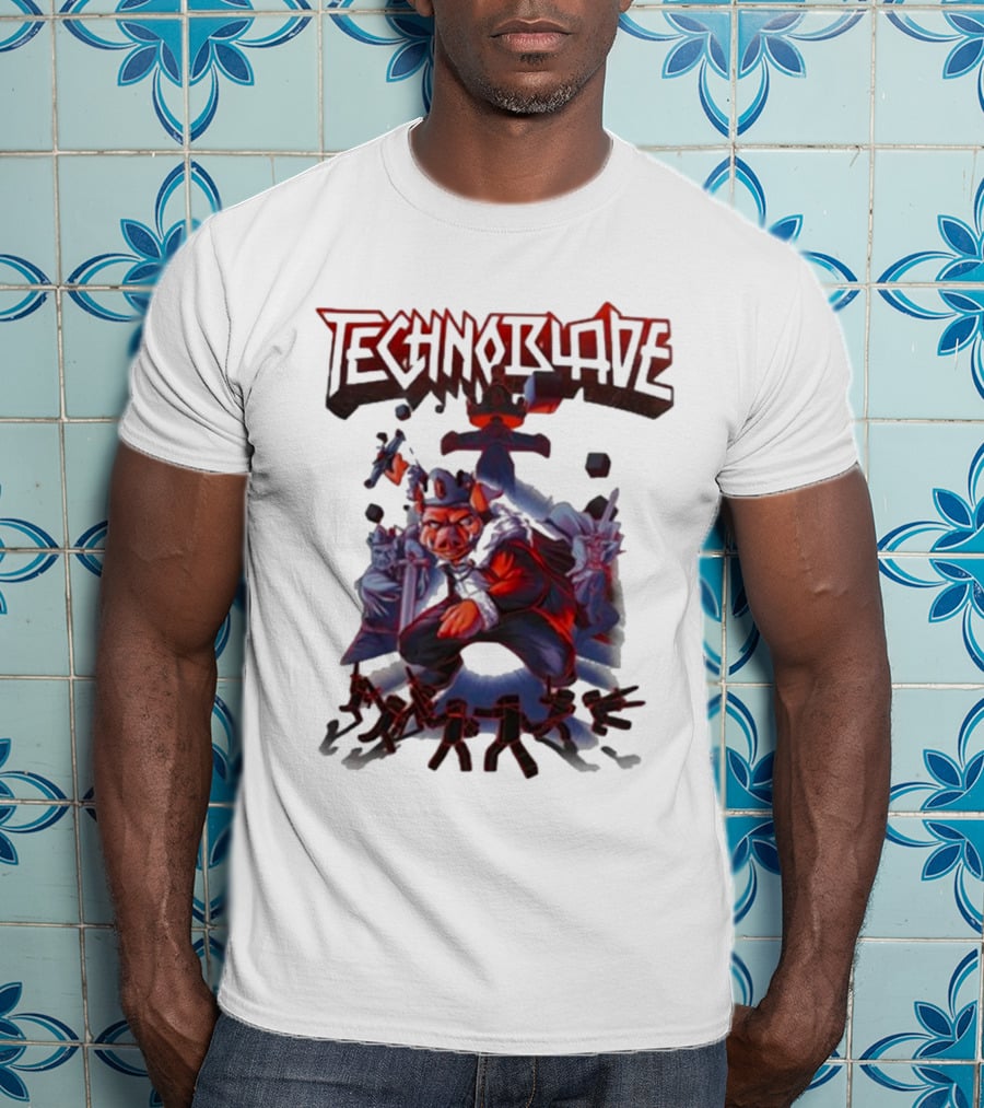 Technoblade Warrior Pig With Sword And Crown T-Shirt