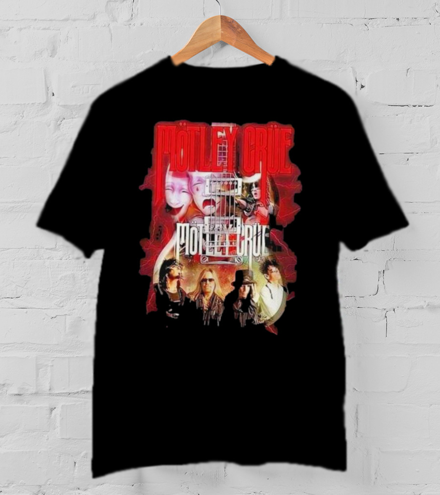Motley Crue Rock Band Guitar With Faces T-Shirt