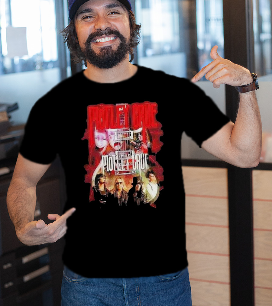 Motley Crue Rock Band Guitar With Faces T-Shirt