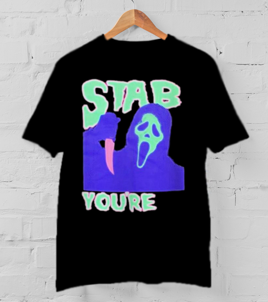 Stab You’re It Neon Horror Mask T-Shirt