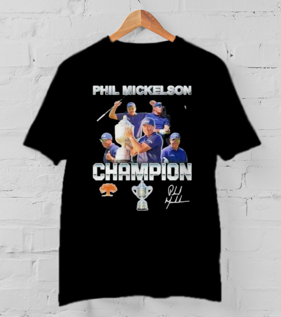Phil Mickelson Champion Trophy Signature Golf Legend T-Shirt