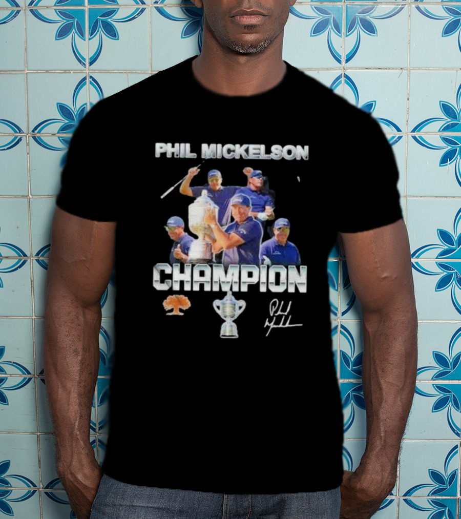 Phil Mickelson Champion Trophy Signature Golf Legend T-Shirt