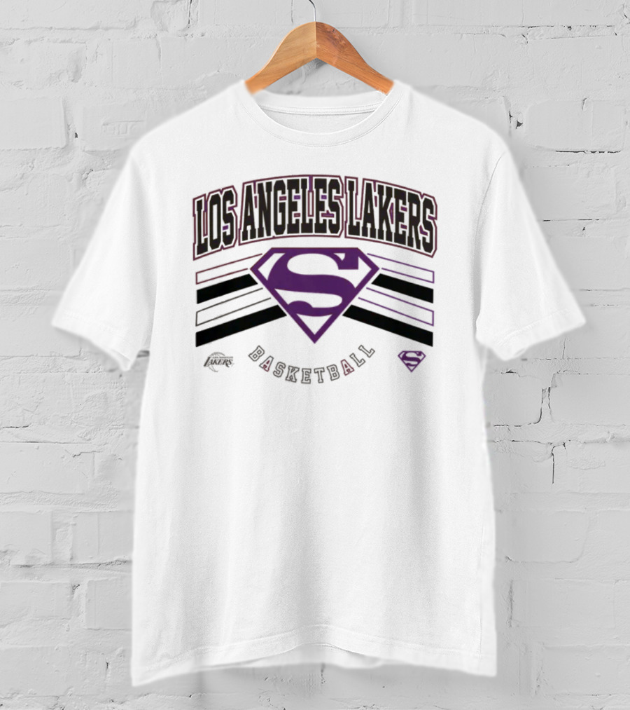 Los Angeles Lakers Superman Basketball Shield T-Shirt
