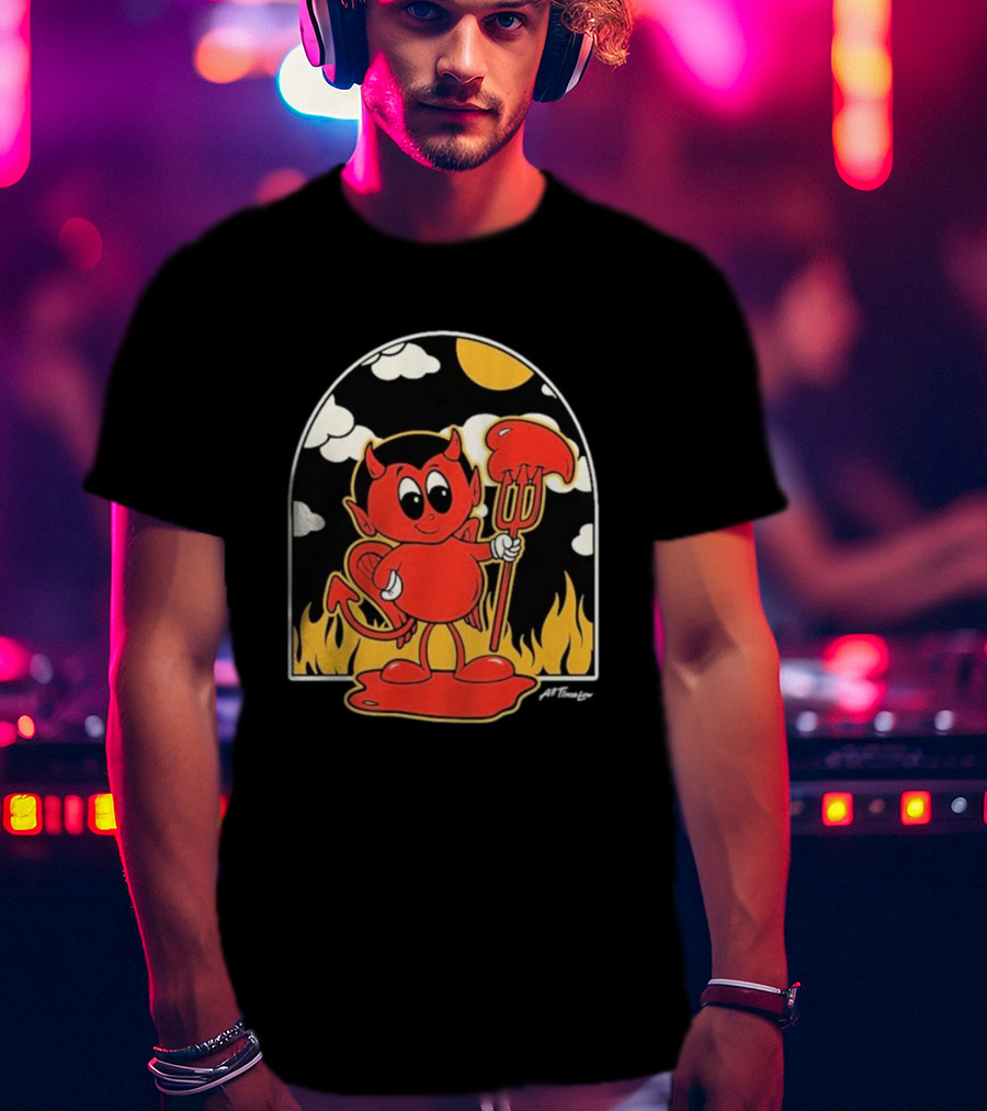 All Time Low Modern Love Cartoon Devil Flames Sun Clouds T-Shirt