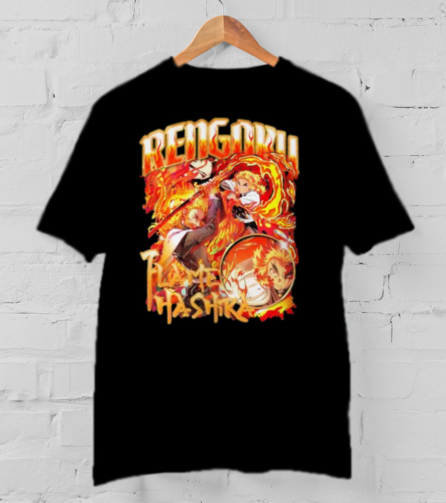 Rengoku Kyojuro Flame Hashira With Fiery Sword And Flames T-Shirt