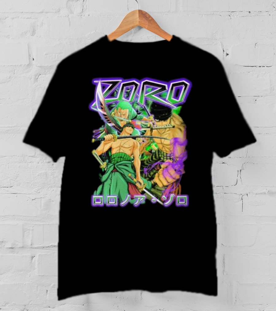Zoro Roronoa Zoro Anime Manga Japanese Text Martial Arts Swordsman Fantasy Adventure T-Shirt