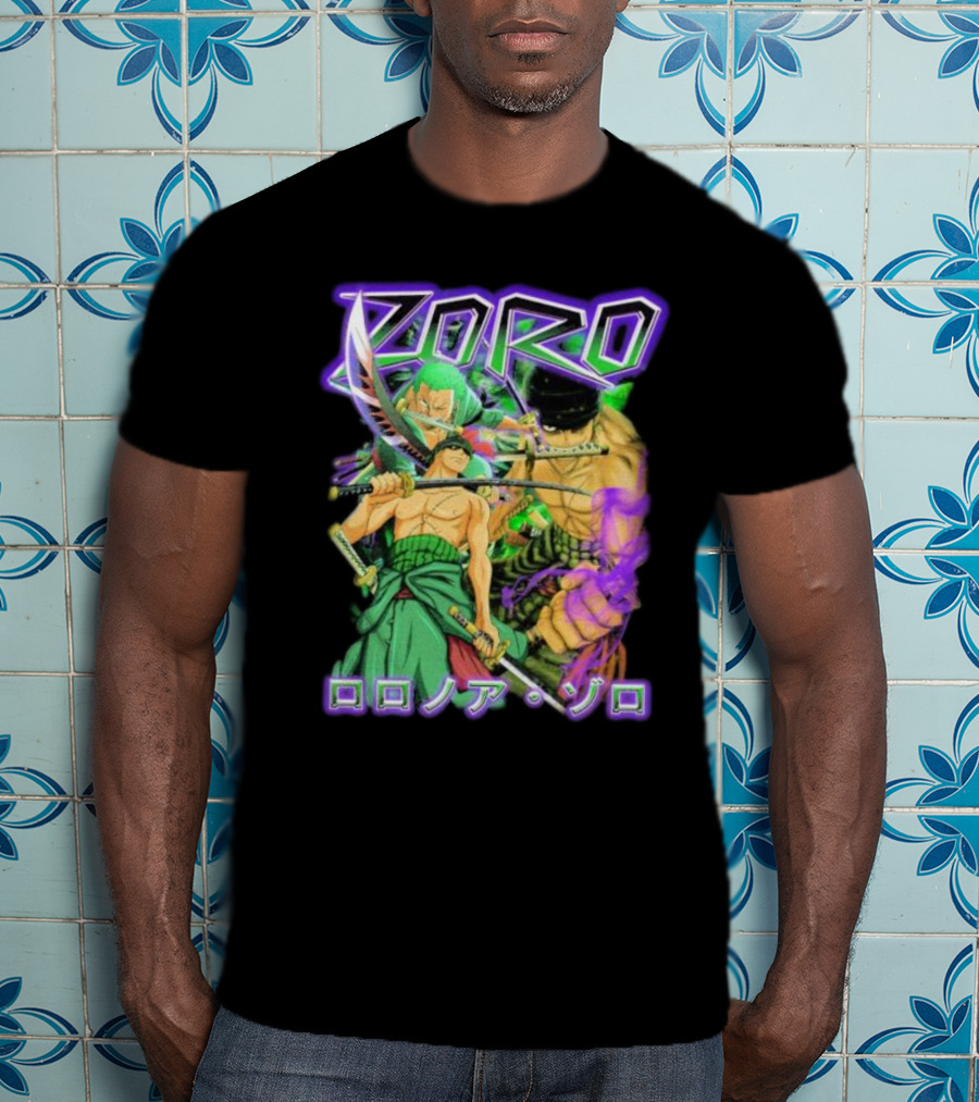 Zoro Roronoa Zoro Anime Manga Japanese Text Martial Arts Swordsman Fantasy Adventure T-Shirt