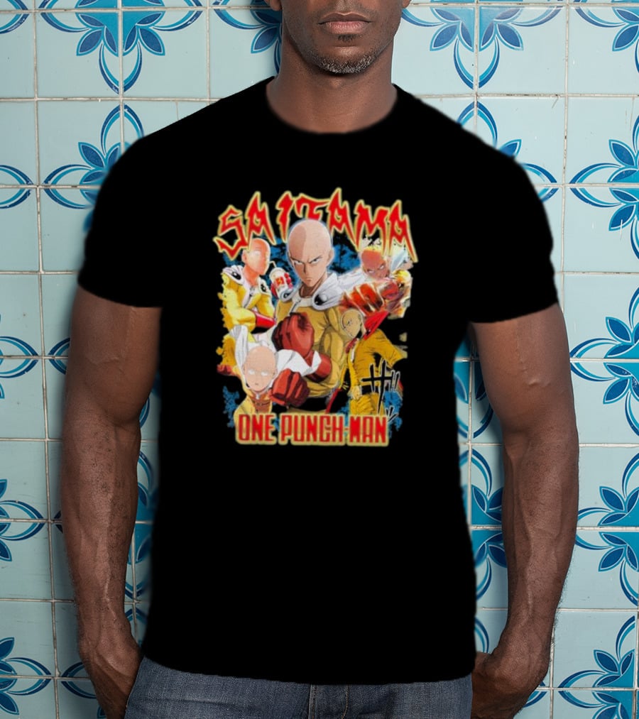 Saitama One Punch Man Anime Character Collage T-Shirt