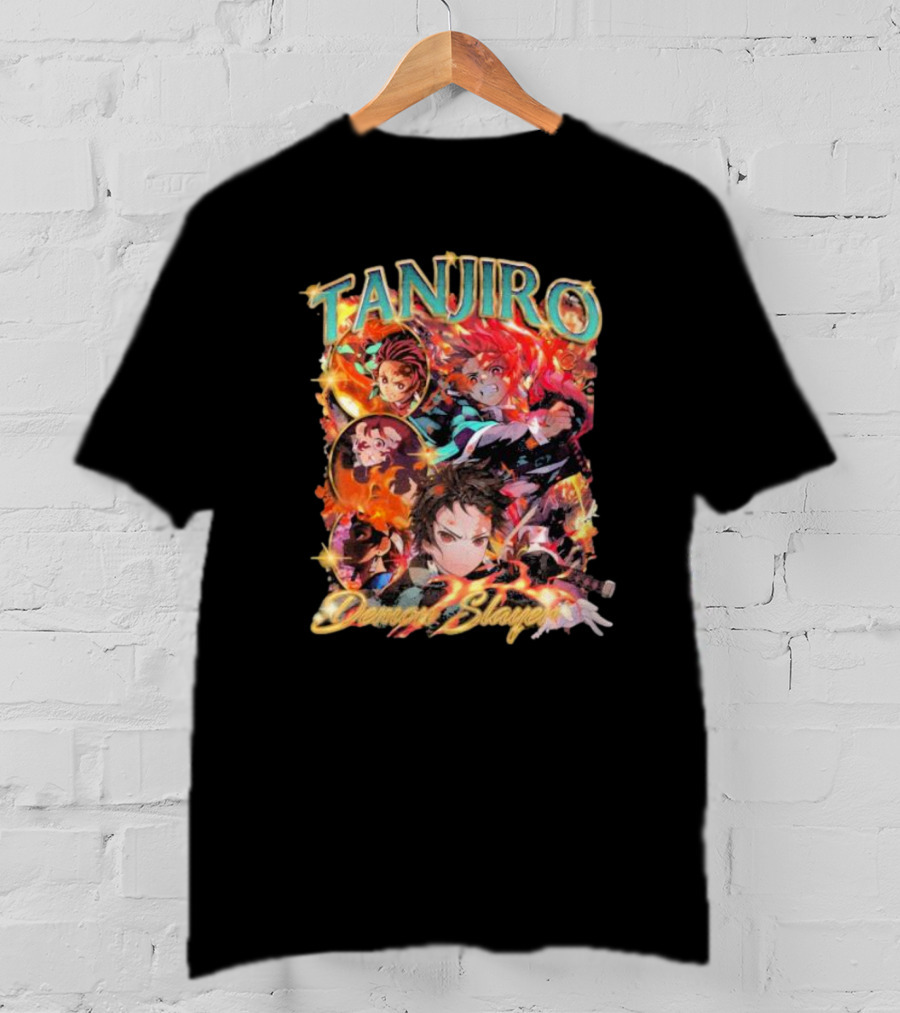 Tanjiro Kamado Demon Slayer Fiery Anime Action Scene T-Shirt