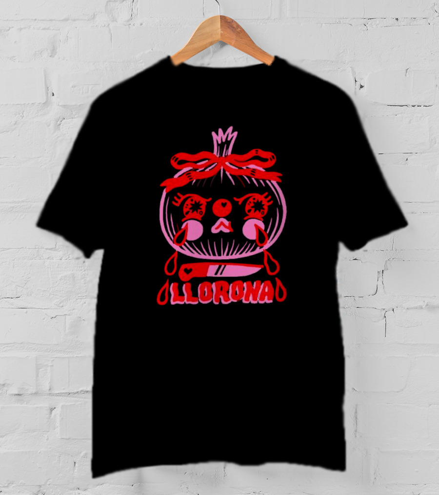 Llorona Onion Tears With Knife And Heart Motif T-Shirt
