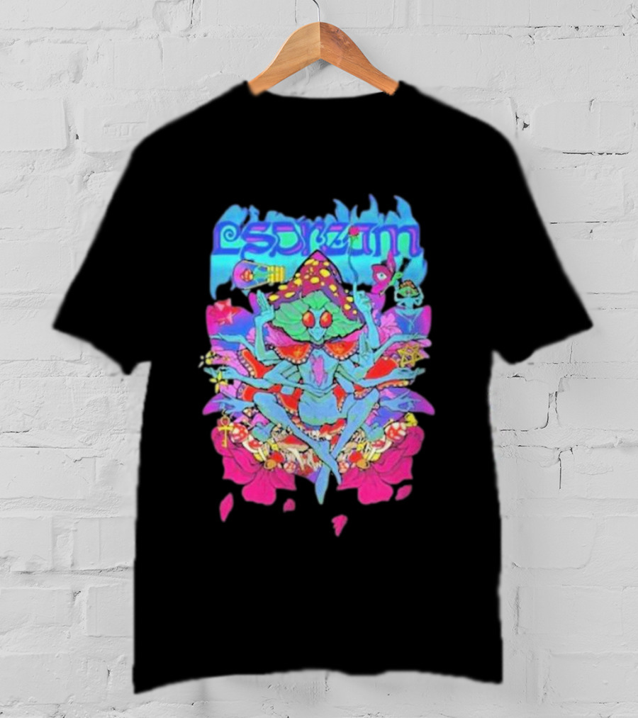 LSDream Mushi Psychedelic Bug Creature With Vibrant Colors And Cosmic Elements T-Shirt