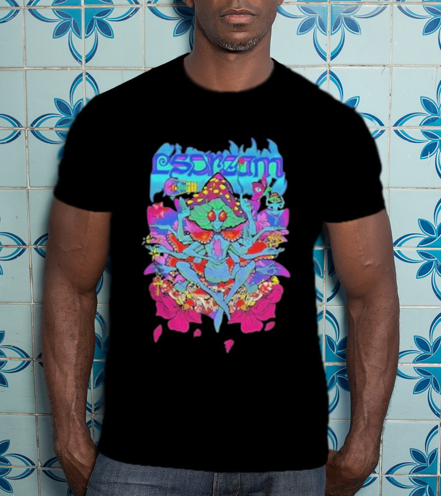 LSDream Mushi Psychedelic Bug Creature With Vibrant Colors And Cosmic Elements T-Shirt