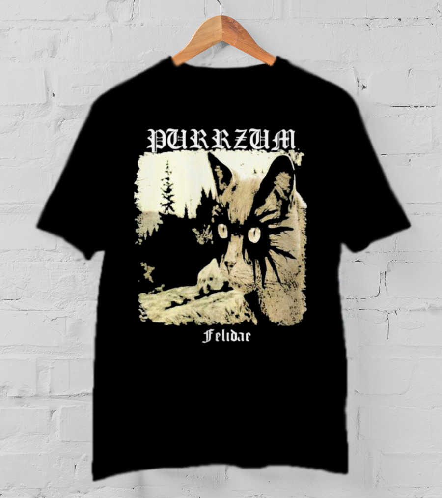 Purrzum Felidae Cat In Forest Scene T-Shirt