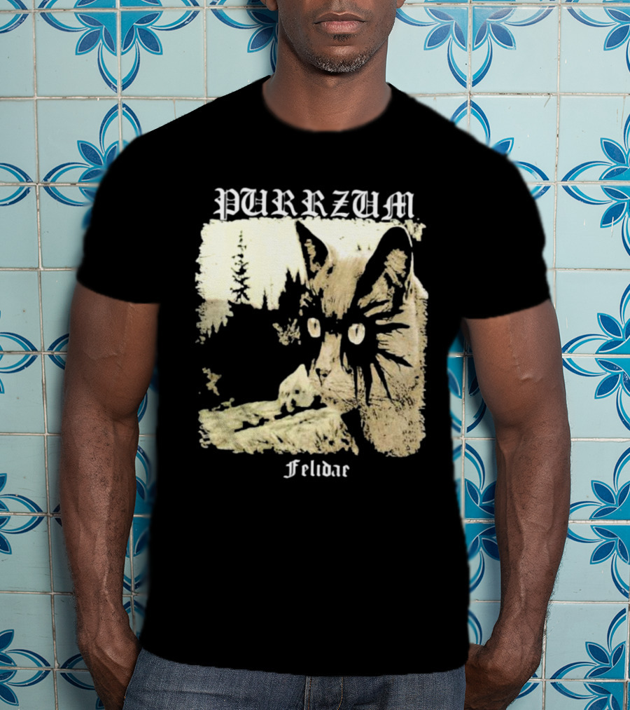 Purrzum Felidae Cat In Forest Scene T-Shirt