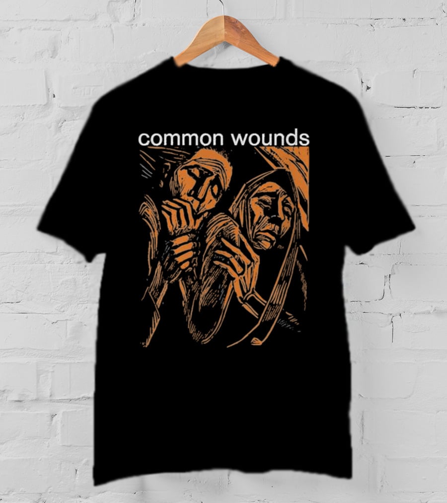 Common Wounds Woodcut Depicting Two Figures In Distressed Poses T-Shirt