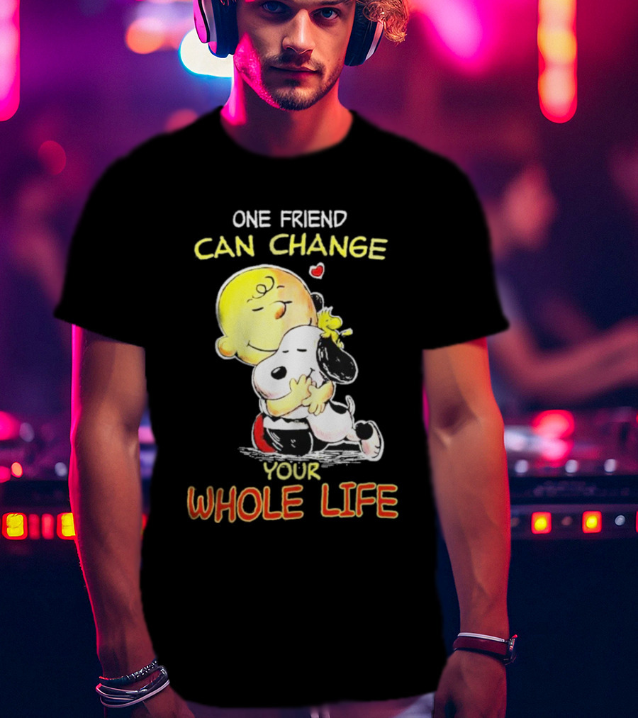 Snoopy And Friends One Friend Can Change Your Whole Life Hugging Image T-Shirt