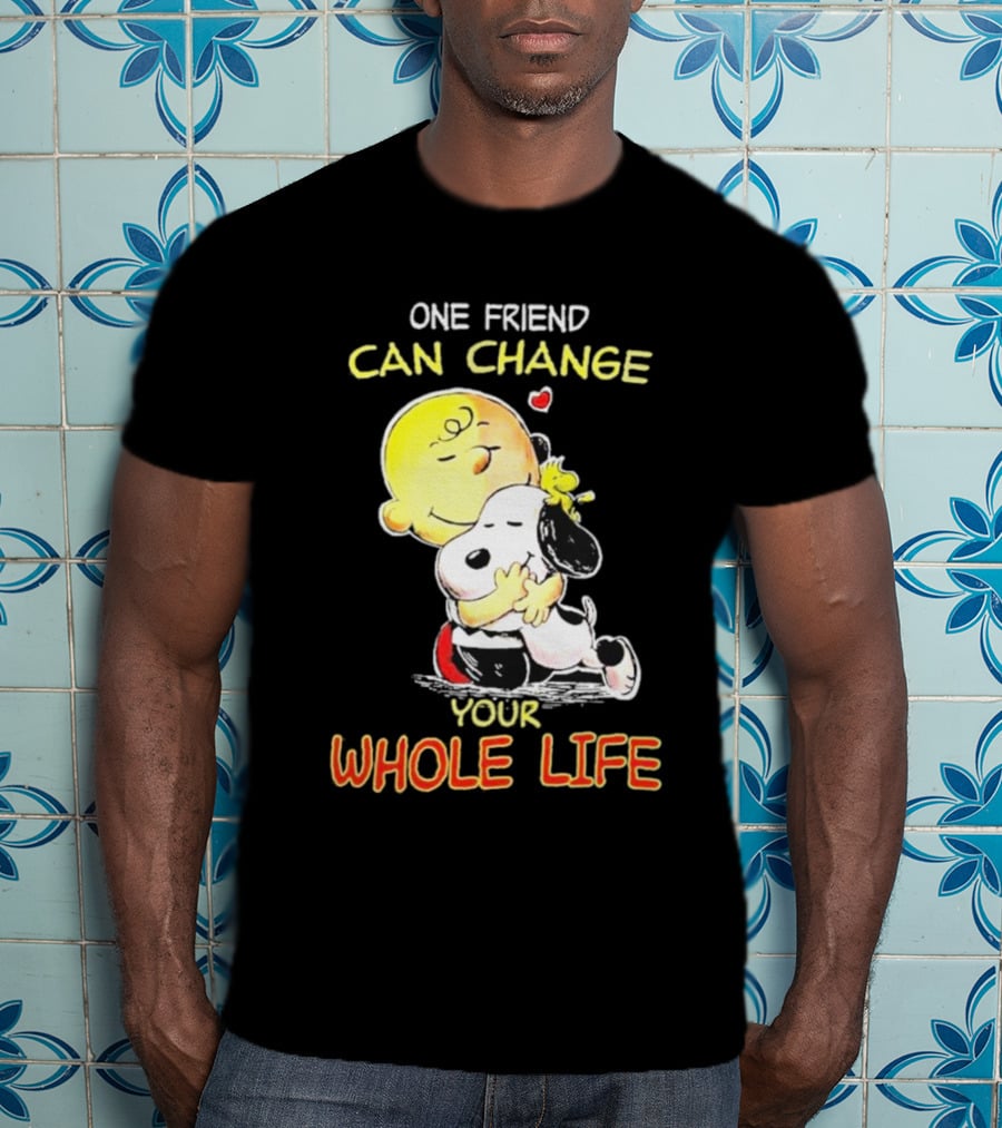 Snoopy And Friends One Friend Can Change Your Whole Life Hugging Image T-Shirt