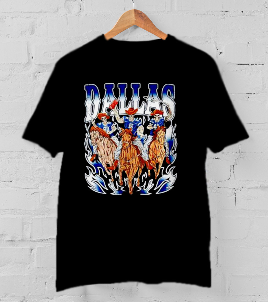 Dallas Cowboys Skeleton Horseback Riders Halloween T-Shirt