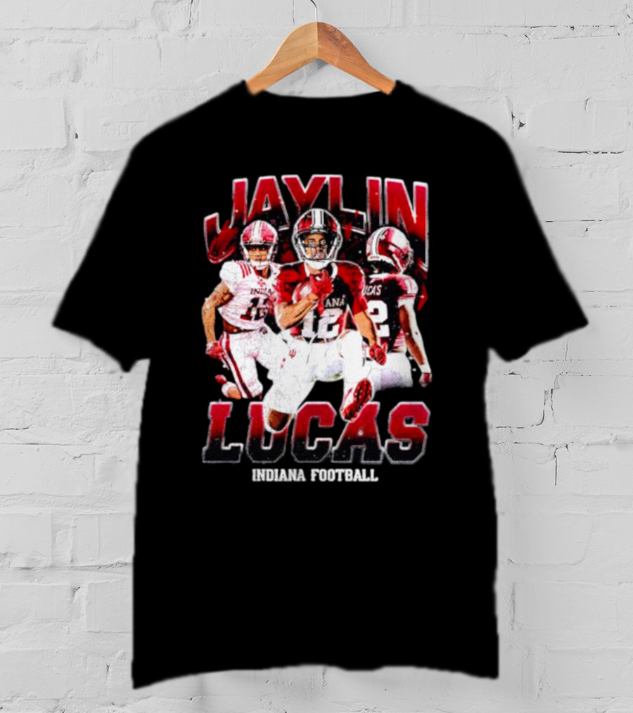 Jaylin Lucas Indiana Football Athlete Action Collage T-Shirt