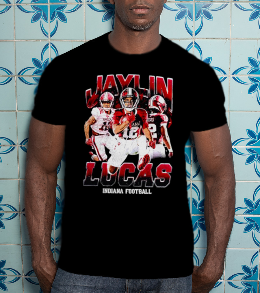 Jaylin Lucas Indiana Football Athlete Action Collage T-Shirt