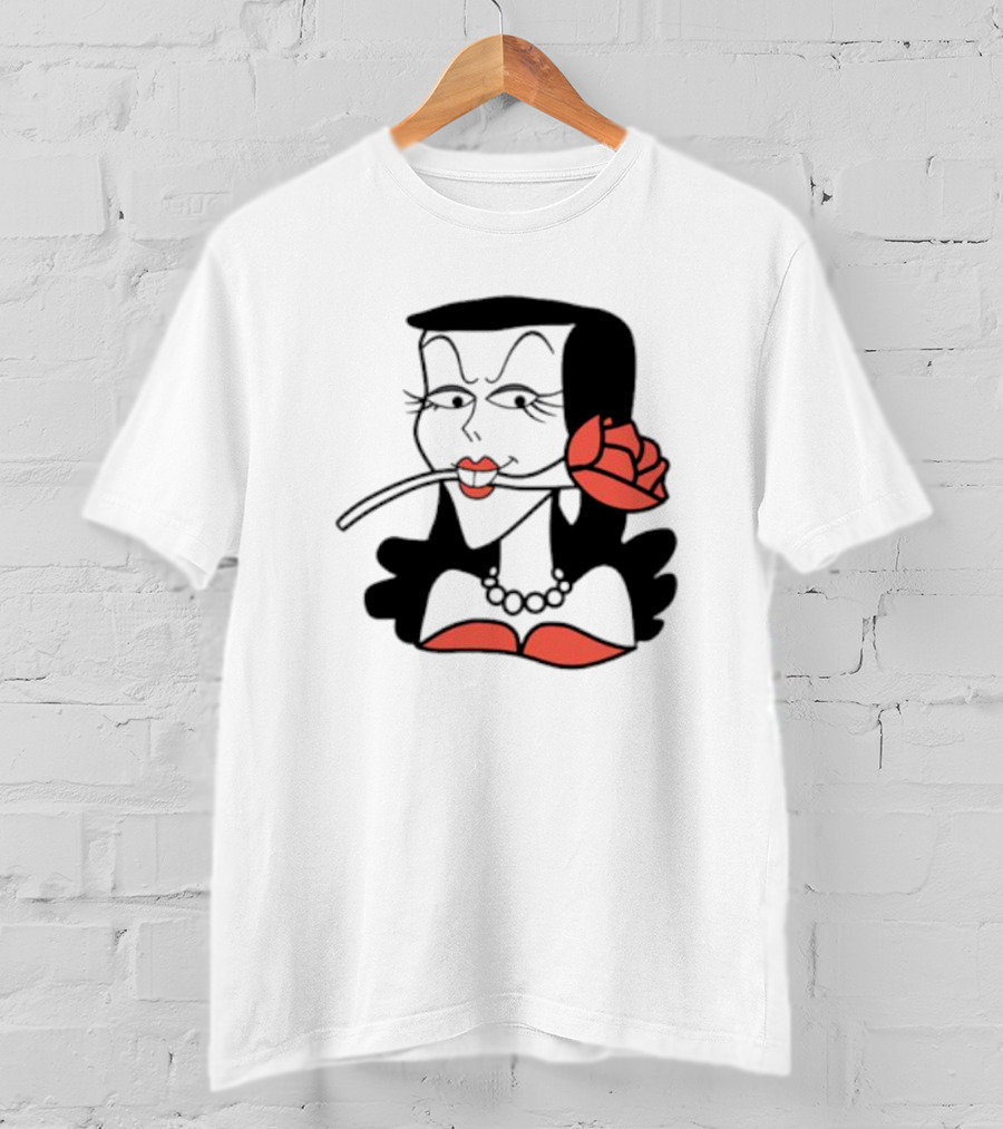 Kurt Cobain Natasha Fatale Iconic Cartoon Fusion ретро Шик меховый шарф розы T-Shirt