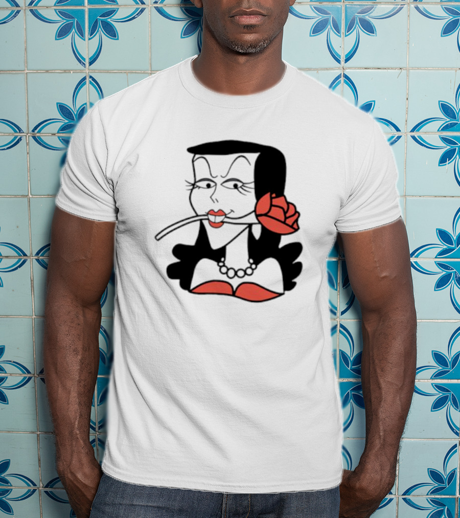 Kurt Cobain Natasha Fatale Iconic Cartoon Fusion ретро Шик меховый шарф розы T-Shirt