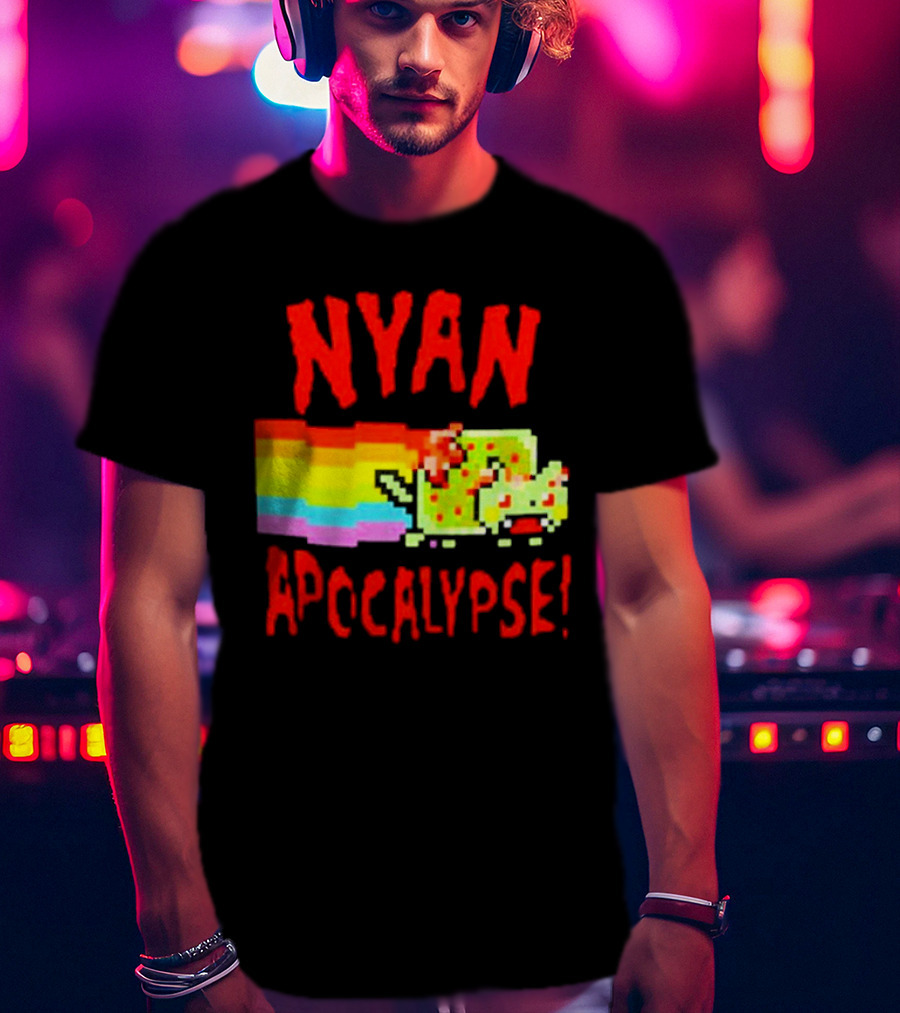 Nyan Cat Apocalypse Rainbow Explosion Iconic Meme T-Shirt