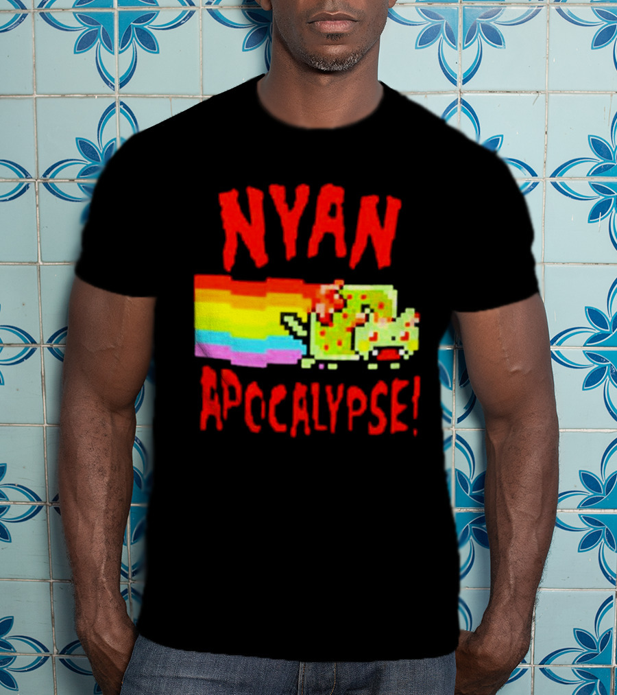 Nyan Cat Apocalypse Rainbow Explosion Iconic Meme T-Shirt