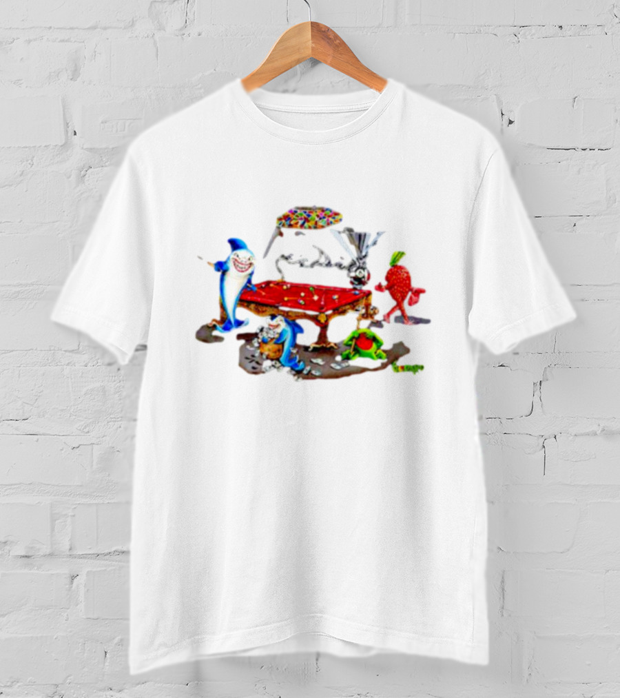 Pool Shark Michael Godard Poker Sharks And Fruit Characters Playing Billiards T-Shirt