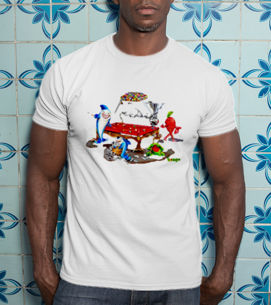 Pool Shark Michael Godard Poker Sharks And Fruit Characters Playing Billiards T-Shirt